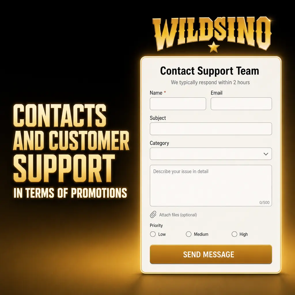 Wildsino customer support channels for promotions